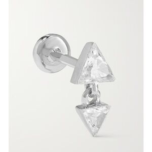 MARIA TASH - Invisible Set Triangle Diamond Dangle Threaded Earring Retail$1,290
